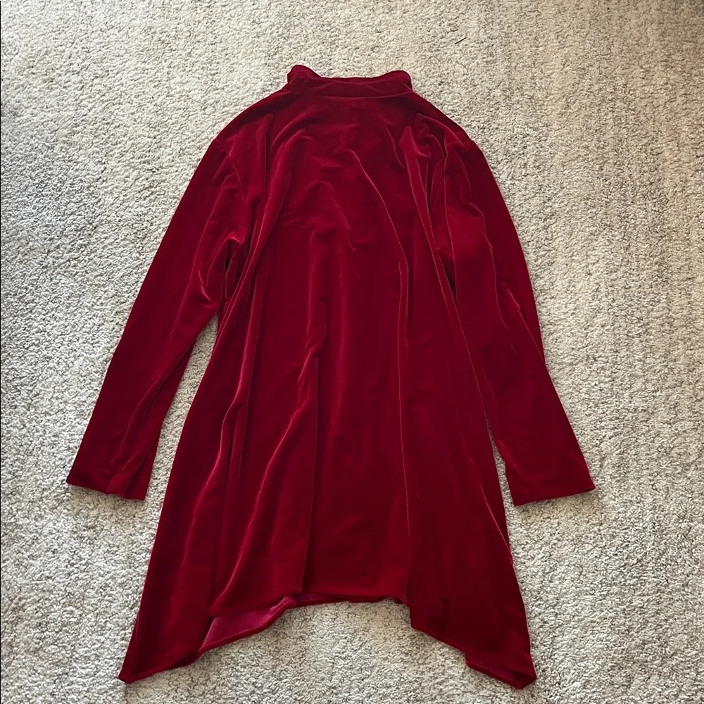 Caroline Rose Red Velvet Button-Up Dress - Picture 3 of 3